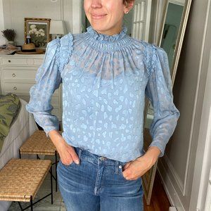 Rebecca Taylor Blue Silk Blouse with Matching Camisole Size 2 Silk Blend